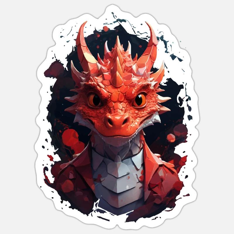 Dragon - Sticker taille S (10 x 10 cm) - blanc mat