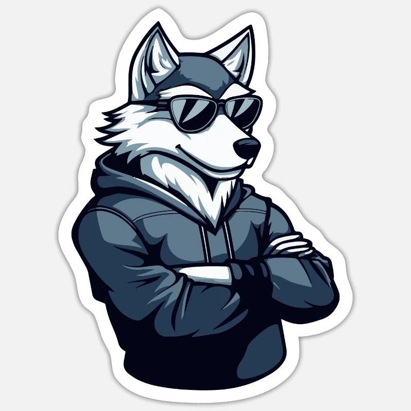 Wolf Cool - Sticker size S (10 x 10 cm) - white matte