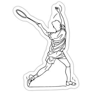 Badmintonspieler Zeichnung - Sticker Größe S (10 x 10 cm) - Mattweiß - Vorne