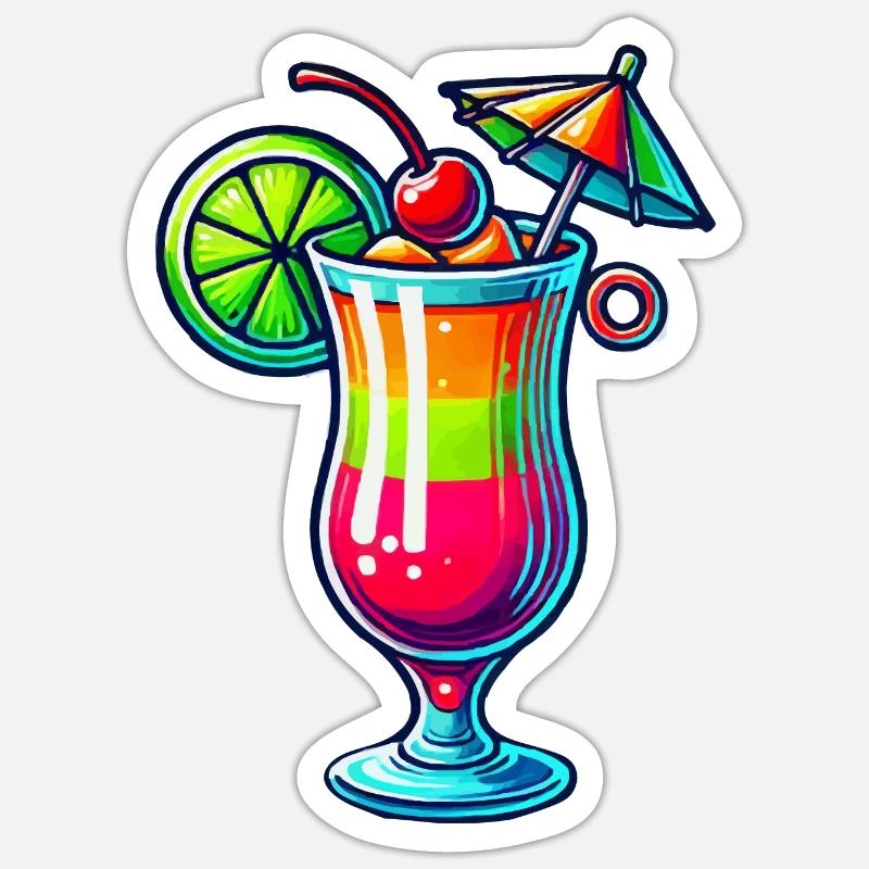 Cocktail - Sticker taille S (10 x 10 cm) - blanc mat