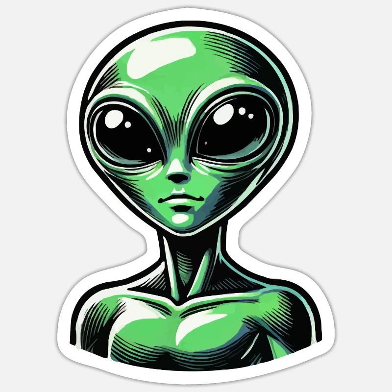 Bande dessinée extraterrestre - Sticker taille S (10 x 10 cm) - blanc mat