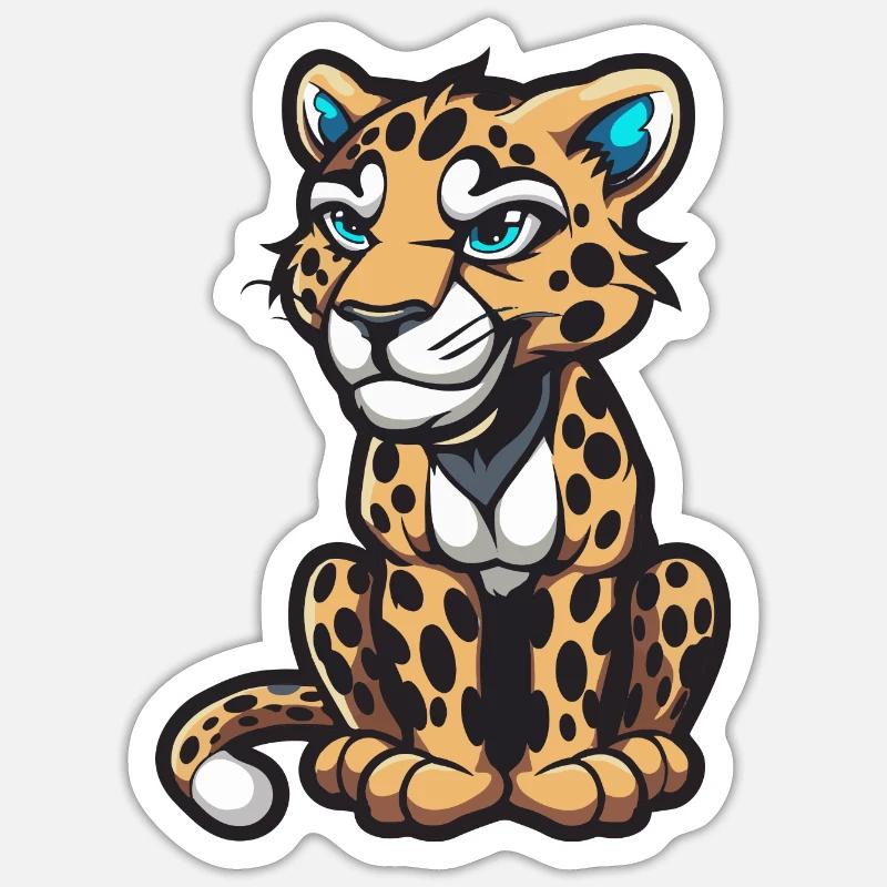 Leopard Comic - Sticker size S (10 x 10 cm) - white matte