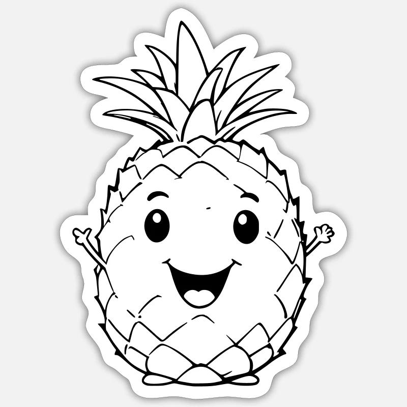 Cheering pineapple vector illustration Sticker size S (10 x 10 cm)