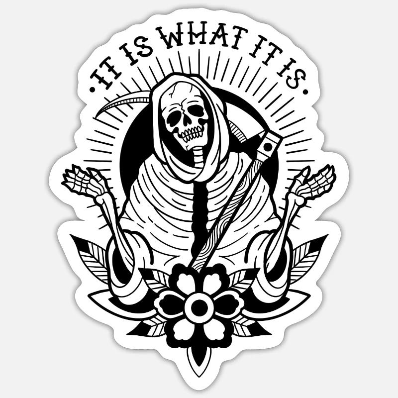 Grim Reaper - C’est ce que c’est - Sticker taille S (10 x 10 cm) - blanc mat