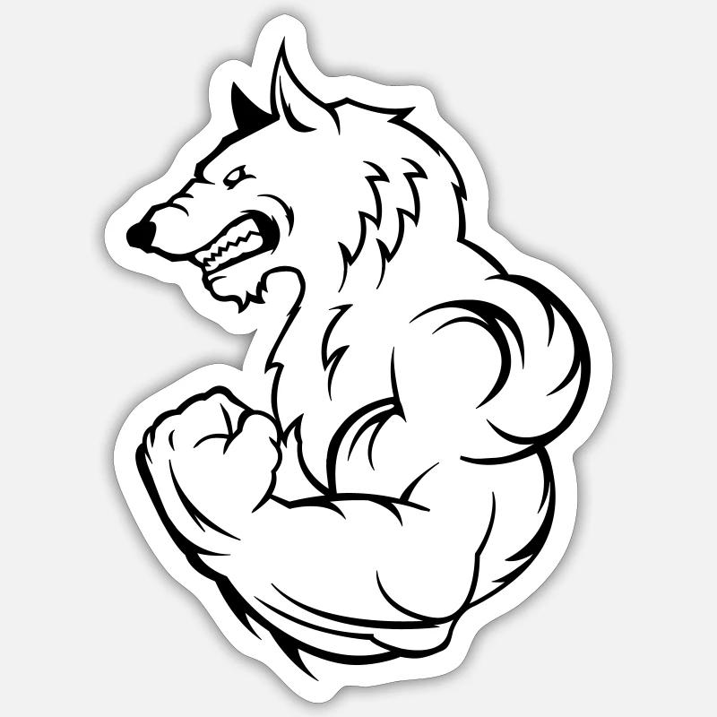 Strong Wolf - Sticker size S (10 x 10 cm) - white matte
