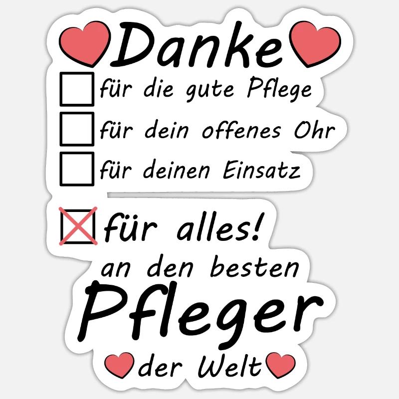 Danke sagen an bester Pfleger Abschiedsgeschenk - Sticker Größe S (10 x 10 cm) - Mattweiß