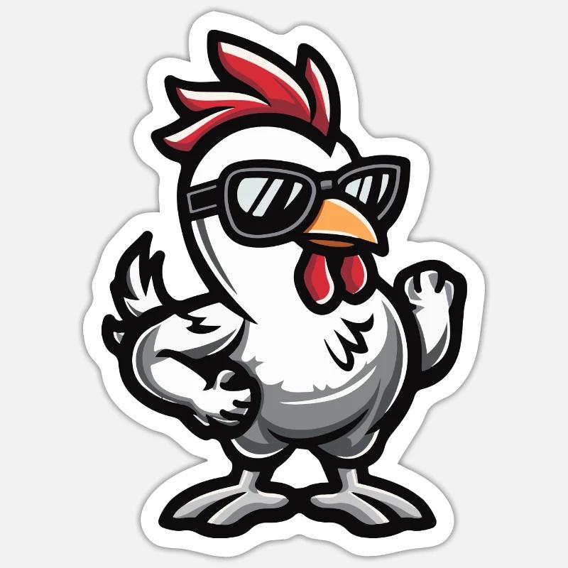 Chicken Cool Comic - Sticker size S (10 x 10 cm) - white matte