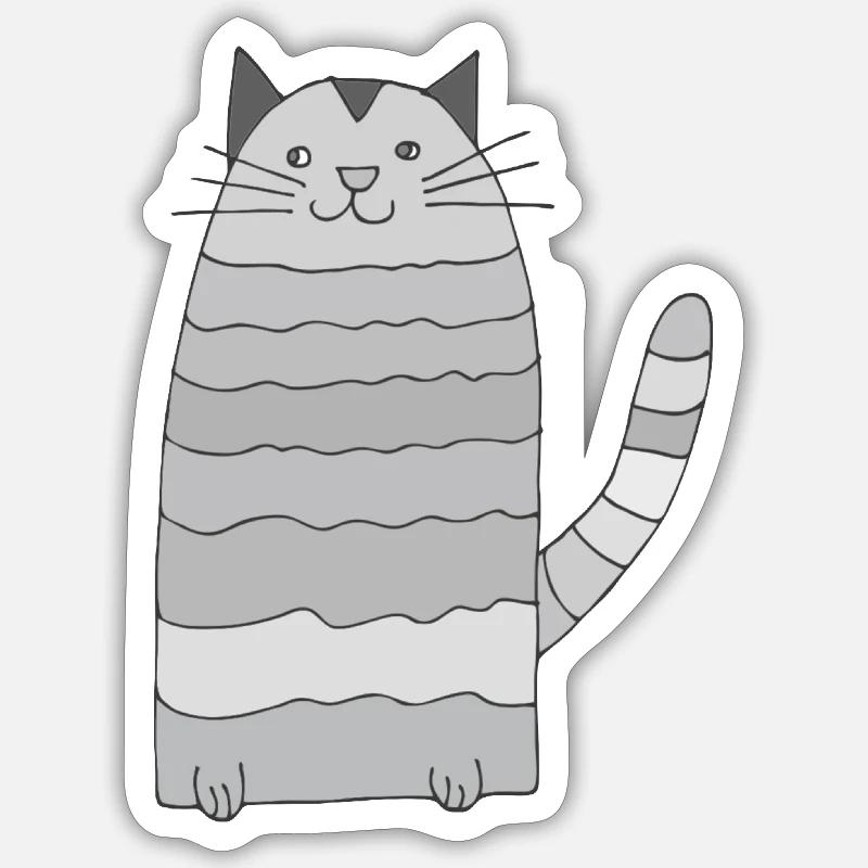 Cat Ringed Grayscale Sticker size S (10 x 10 cm)