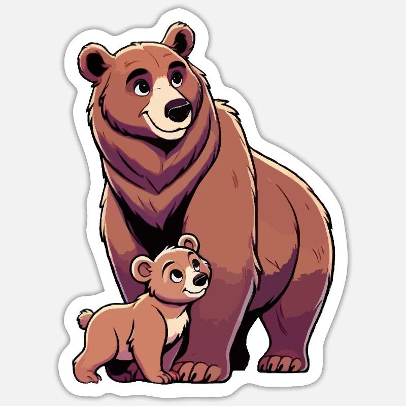 Braunbär Mutter und Kind Sticker Größe S (10 x 10 cm)