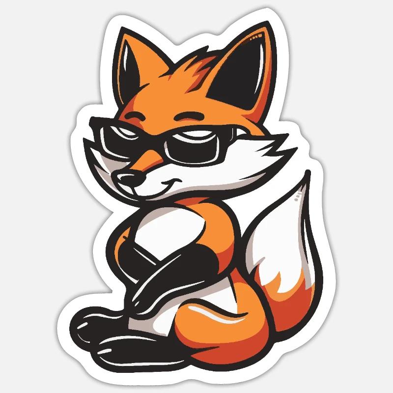 Fuchs Cool Comic - Sticker Größe S (10 x 10 cm) - Mattweiß