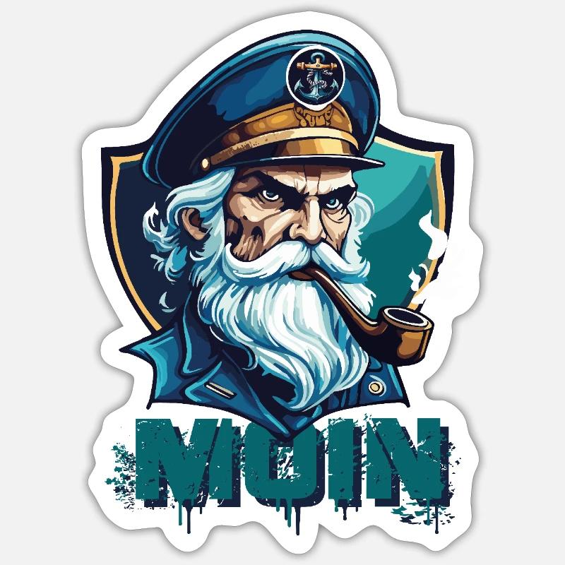 MOIN - Capitaine sinistre avec sifflet - Sticker taille S (10 x 10 cm) - blanc mat