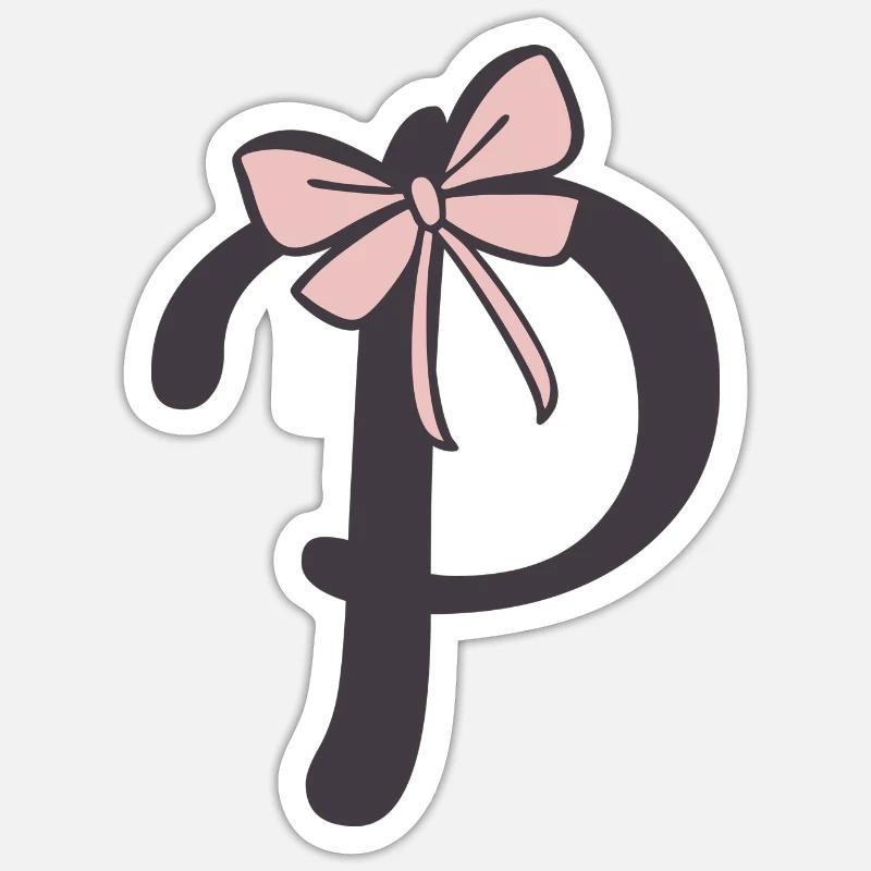 Anfangsbuchstabe P Schleifchen Sticker Größe S (10 x 10 cm)