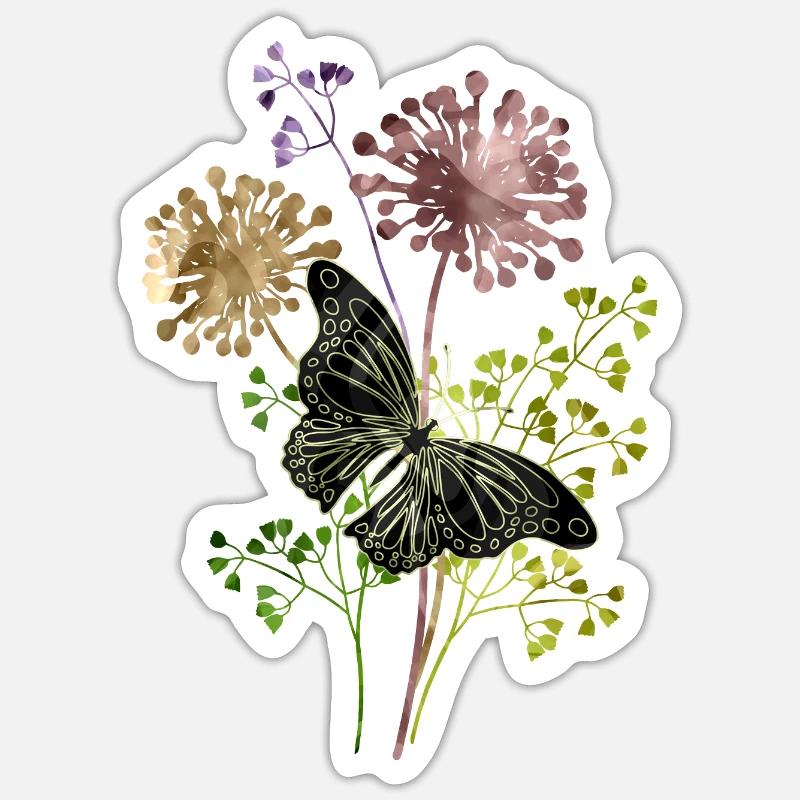 Papillon - Sticker taille S (10 x 10 cm) - blanc mat