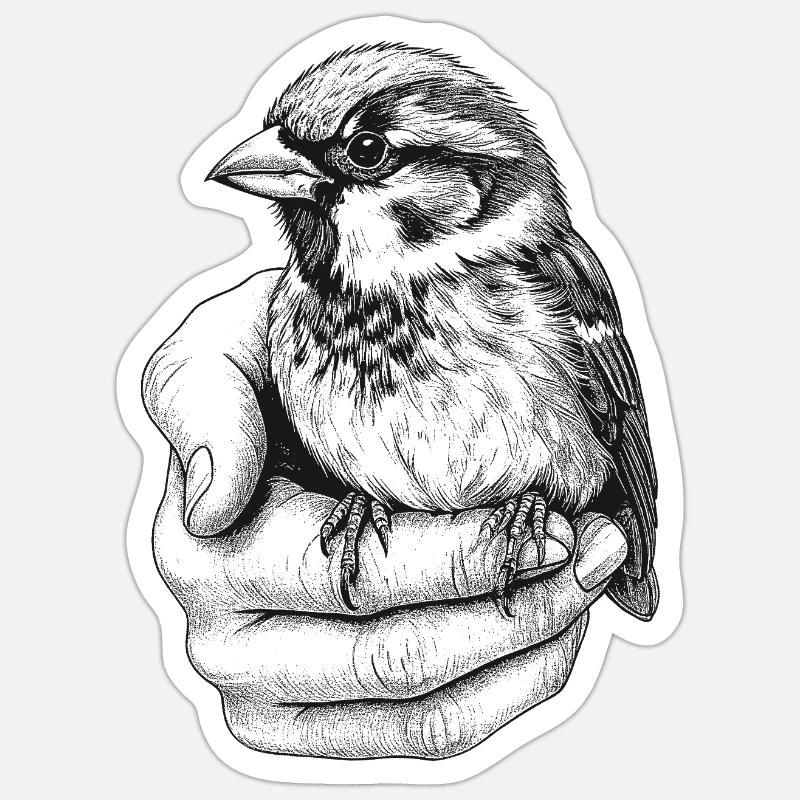 Sparrow - Sticker size S (10 x 10 cm) - white matte