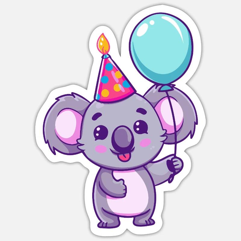 Koala Geburtstag Comic Sticker Größe S (10 x 10 cm)