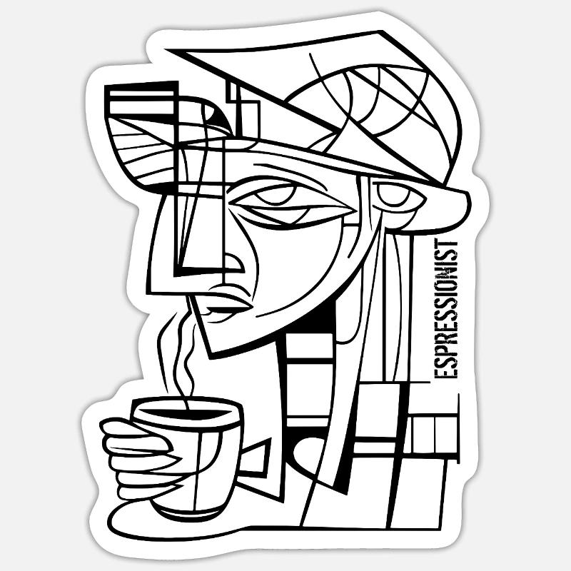 Espressionist - Espresso - Expressionismus - Sticker Größe S (10 x 10 cm) - Mattweiß