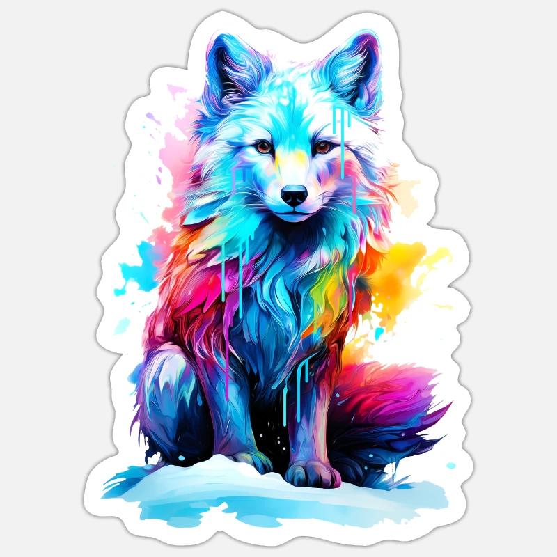 Bemalter Polarfuchs Sticker Größe S (10 x 10 cm)