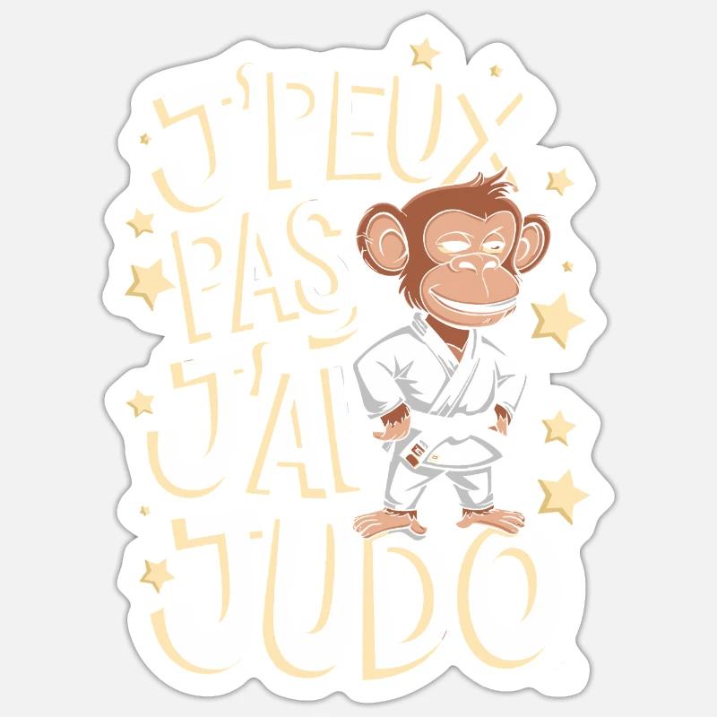 J' peux pas j'ai judo - Sticker taille S (10 x 10 cm) - blanc mat