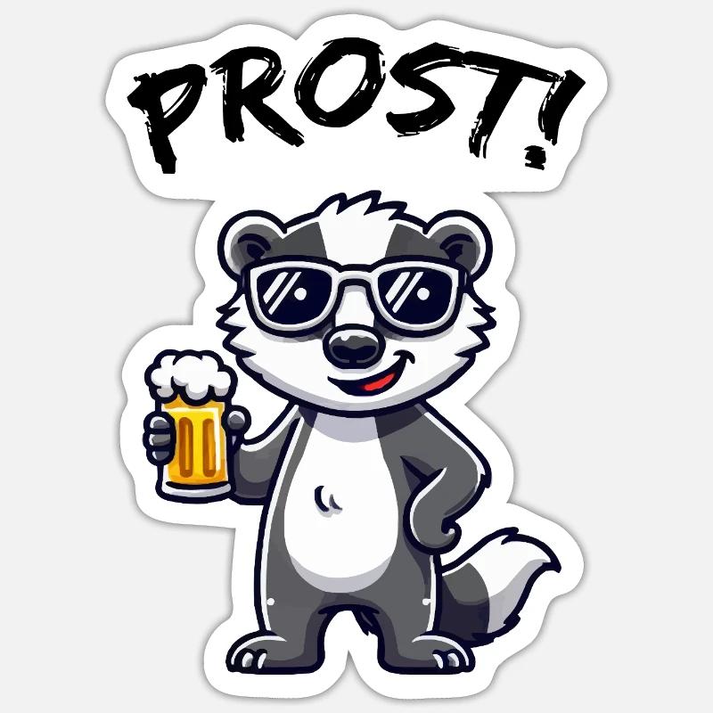 dachs bier prost - Sticker Größe S (10 x 10 cm) - Mattweiß