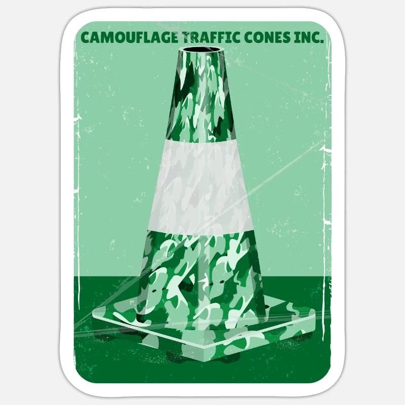 Cône de route vert camouflage Sticker taille S (10 x 10 cm)