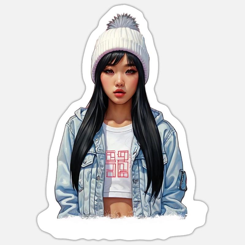 Fille d’anime 2 Sticker taille S (10 x 10 cm)