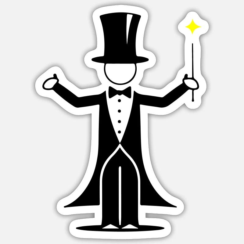 Zauberer Design - Sticker Größe S (10 x 10 cm) - Mattweiß
