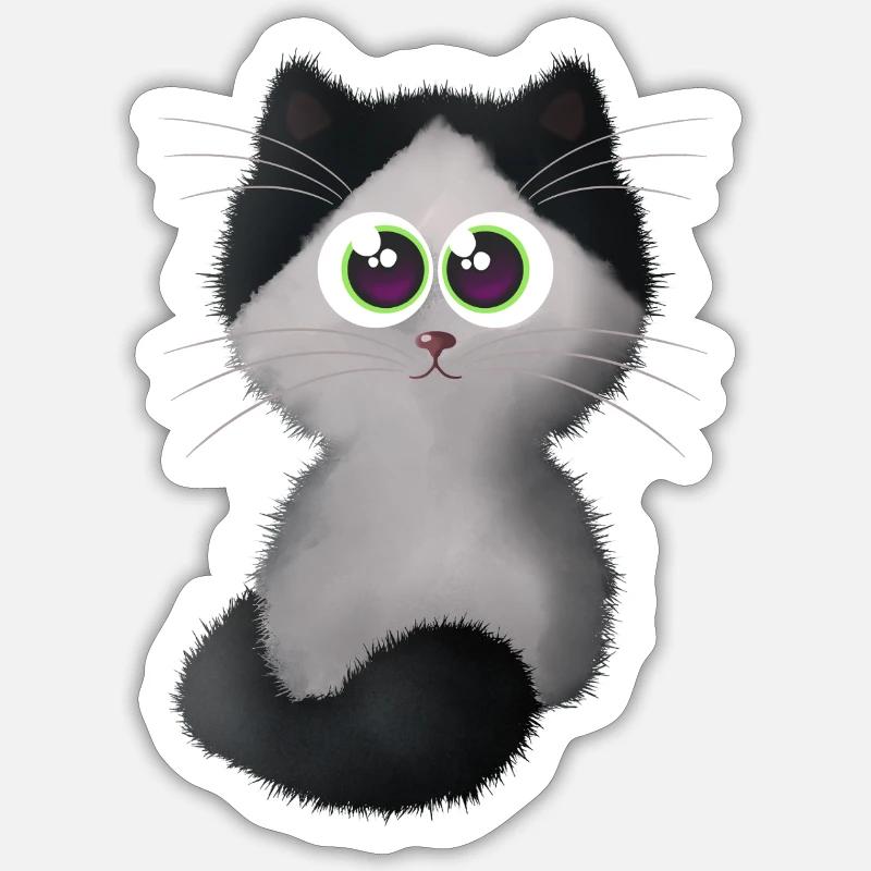 Katze 2 - Sticker Größe S (10 x 10 cm) - Mattweiß