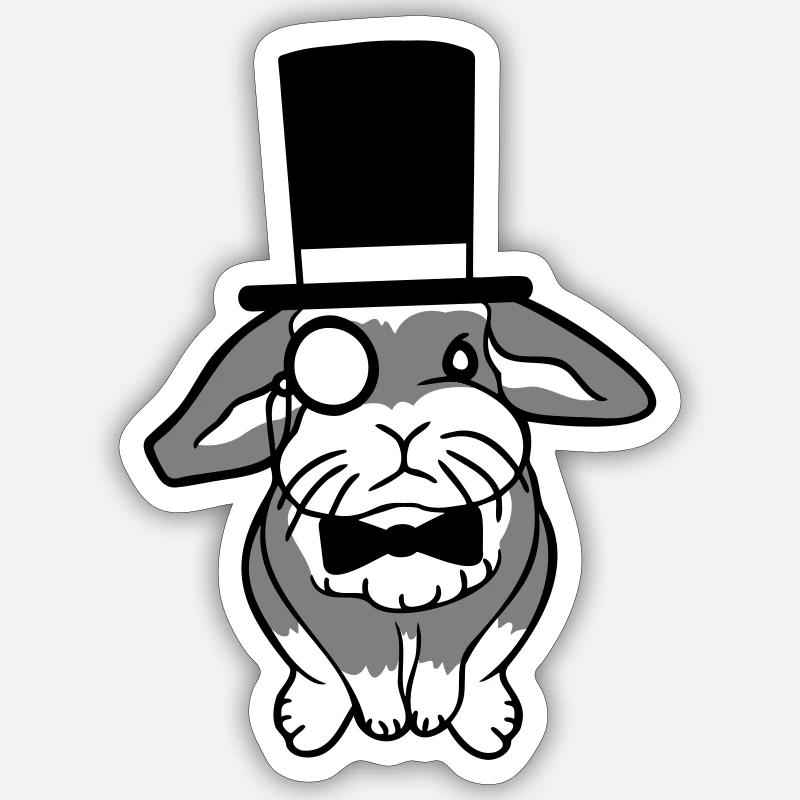 Mr. Bunny Gentleman Top Hat Monocle Glasses Sticker size S (10 x 10 cm)