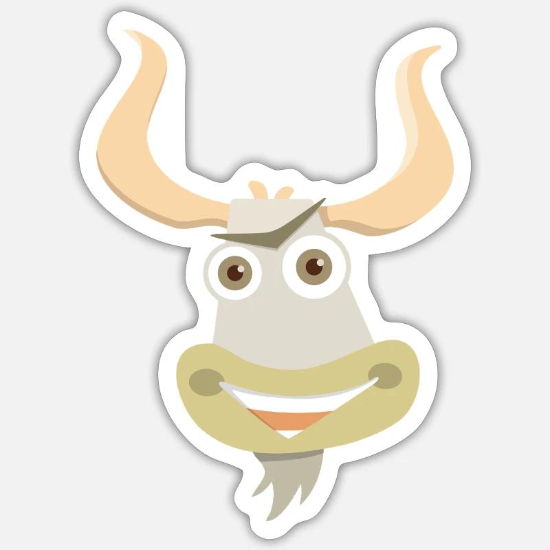 Fröhliche Illustration eines Yakkopfes - Sticker Größe S (10 x 10 cm) - Mattweiß
