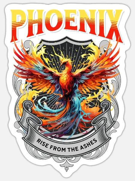 Phönix Phoenix Feuer Flammen Vogel Mythologie - Sticker Größe S (10 x 10 cm) - Mattweiß