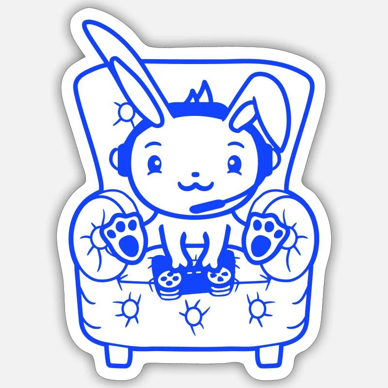 Bunny Playing Controller Console Headset Gamer Nerd Sticker size S (10 x 10 cm)