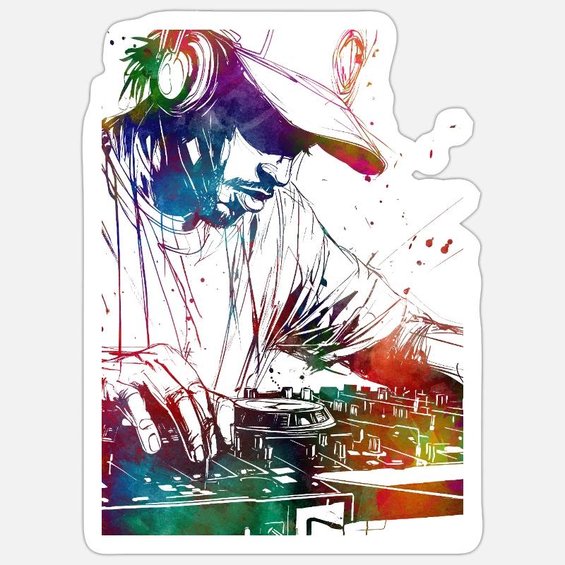 Console de musique DJ - Sticker taille S (10 x 10 cm) - blanc mat