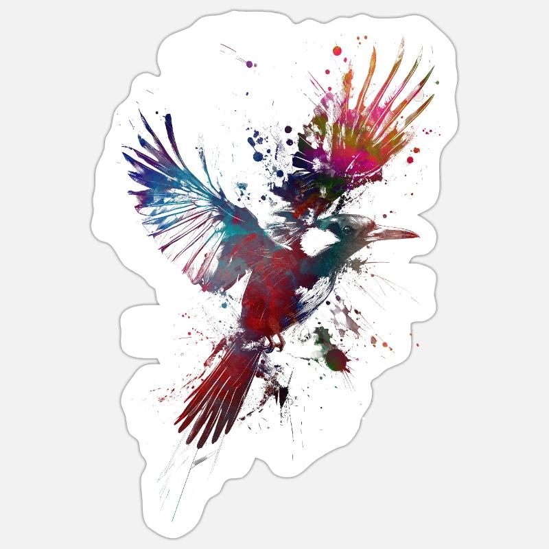 Bird magpie - Sticker size S (10 x 10 cm) - white matte