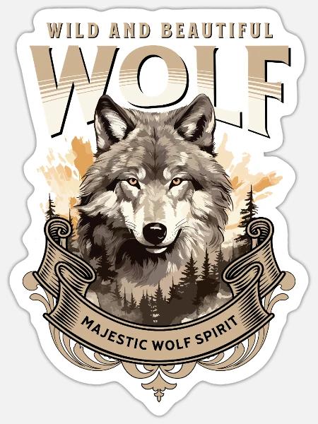 Wolf Wolfskopf Raubtier Wald Natur Berge Wildnis - Sticker Größe S (10 x 10 cm) - Mattweiß