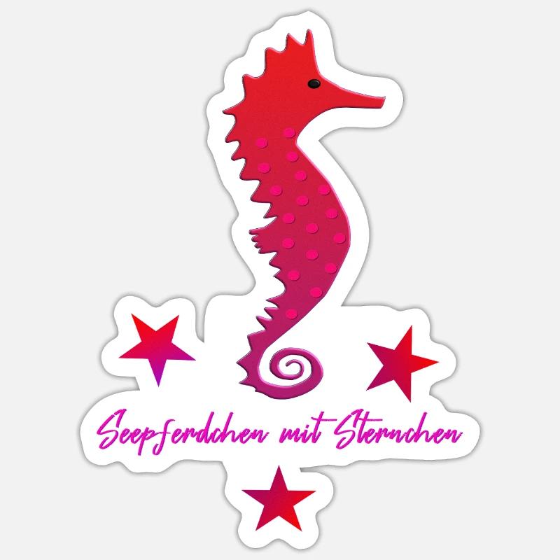 rotes Seepferdchen mit Sternchen pink Sticker Größe S (10 x 10 cm)