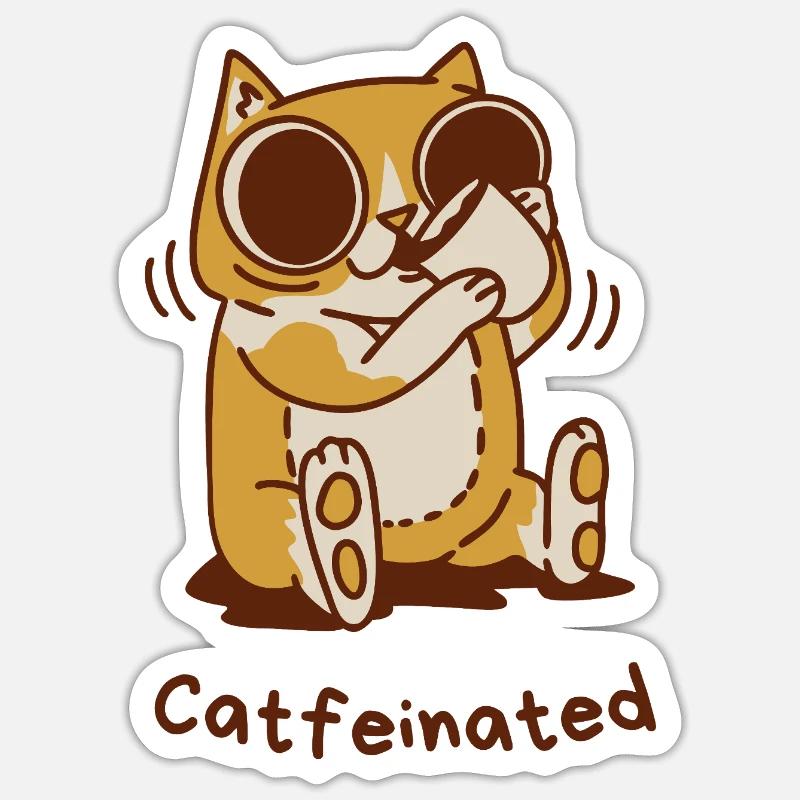 Catfeinated - Sticker size S (10 x 10 cm) - white matte