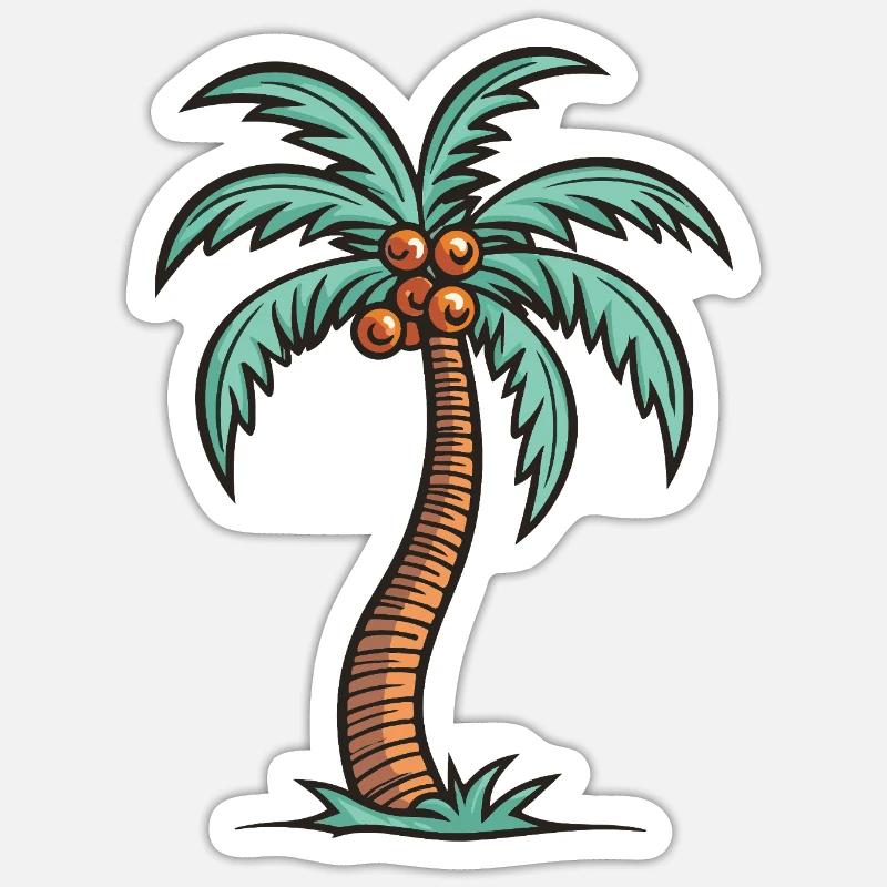 Île Palm - Sticker taille S (10 x 10 cm) - blanc mat