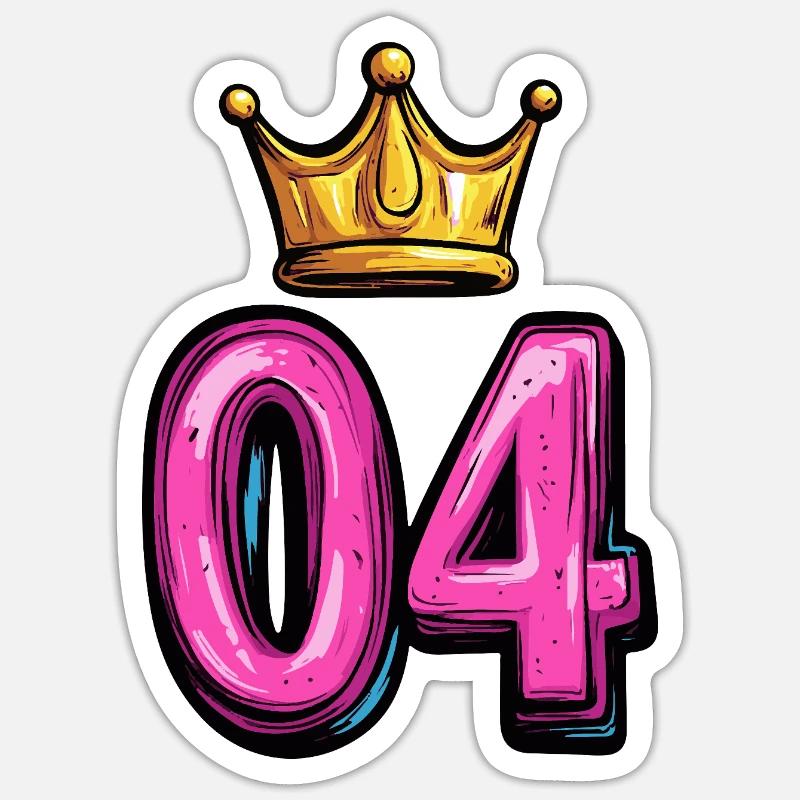 Couronne à 4 chiffres - Sticker taille S (10 x 10 cm) - blanc mat