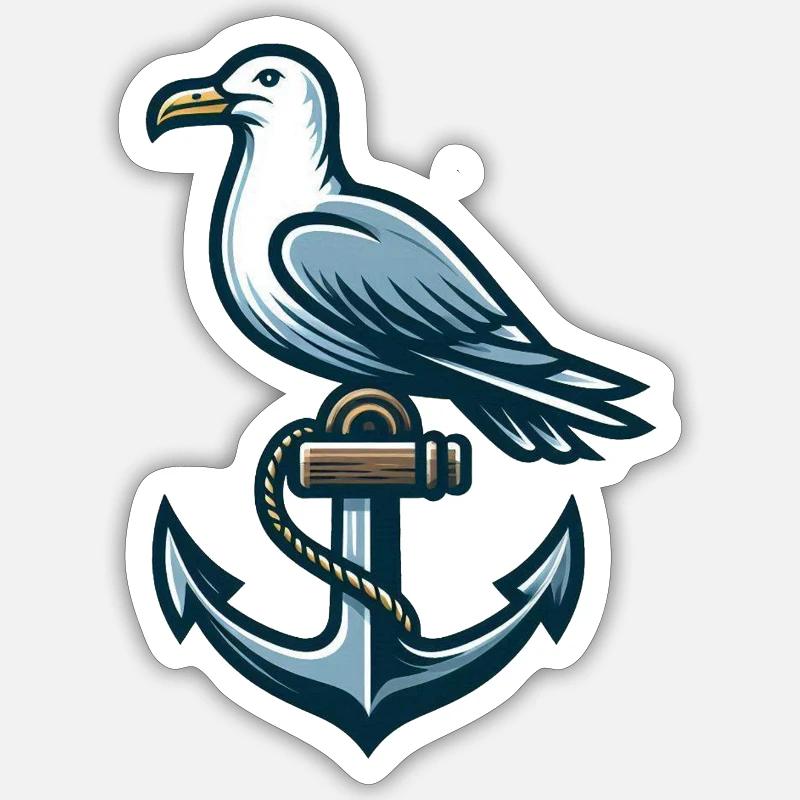 Anker mit Möwe Sticker Größe S (10 x 10 cm)