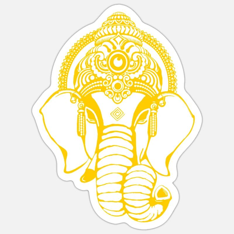 Éléphant Ganesha - Sticker taille S (10 x 10 cm) - blanc mat