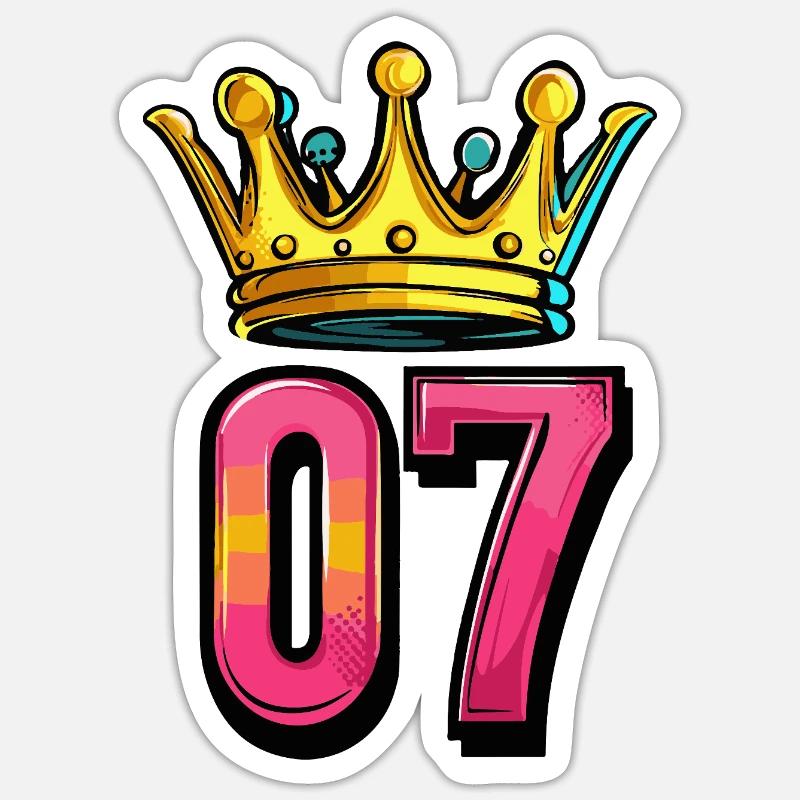 Maillot à 7 chiffres Couronne - Sticker taille S (10 x 10 cm) - blanc mat