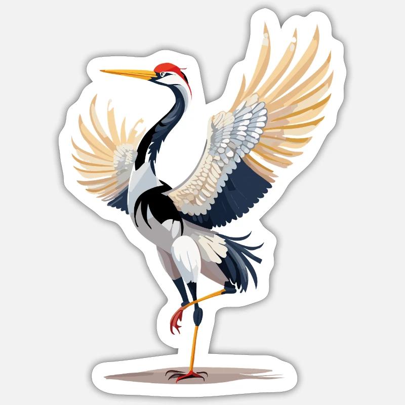 Danse de la grue - Sticker taille S (10 x 10 cm) - blanc mat