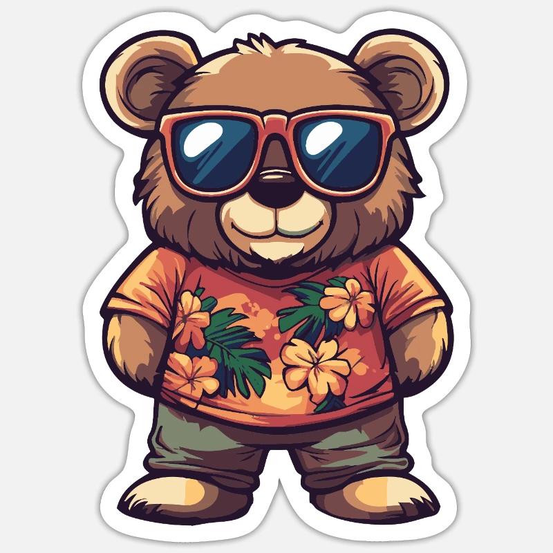 Bear Comic Funny Summer - Sticker size S (10 x 10 cm) - white matte
