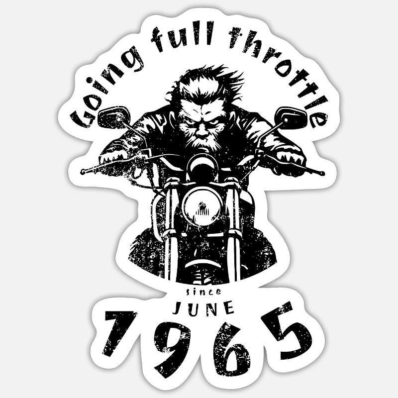 60. Geburtstag Going full throttle since 06/1965 - Sticker Größe S (10 x 10 cm) - Mattweiß