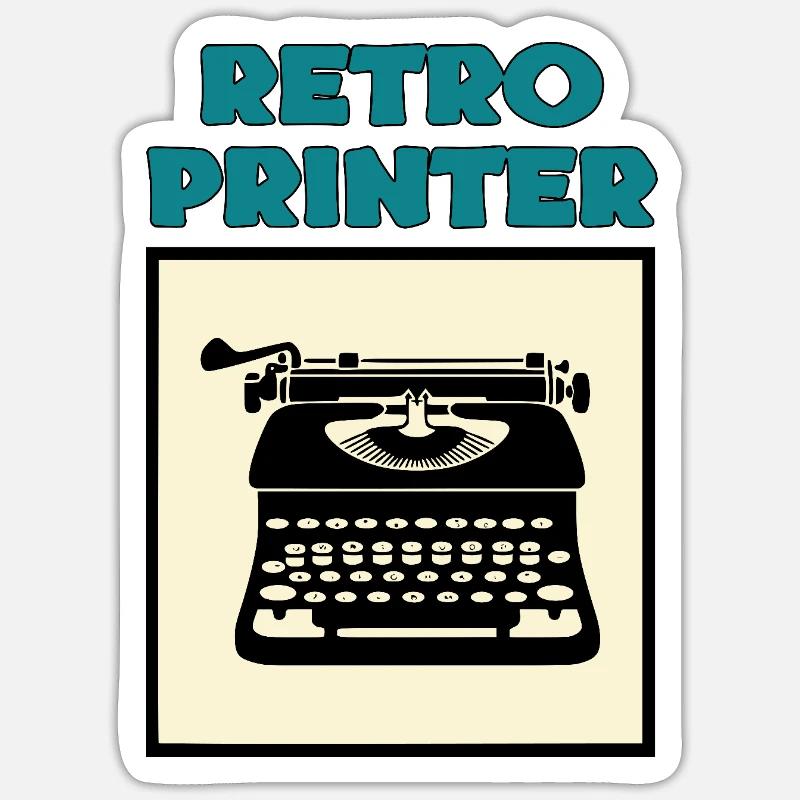 Retro printer - Sticker size S (10 x 10 cm) - white matte