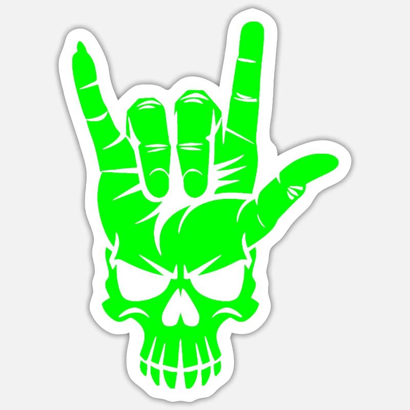 Rock n Roll Skull Hand - Sticker size S (10 x 10 cm) - white matte