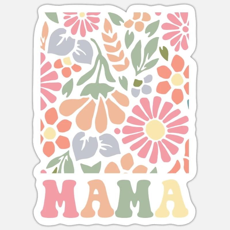 Mama Boho Flora - Sticker Größe S (10 x 10 cm) - Mattweiß
