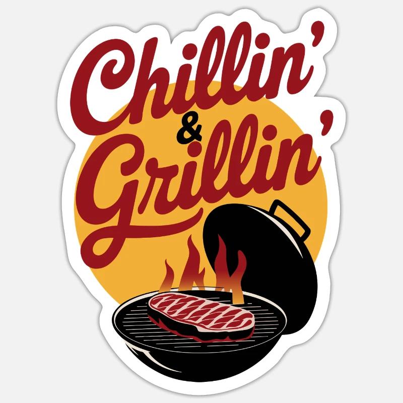 Chillin' & Grillin' - Sticker size S (10 x 10 cm) - white matte