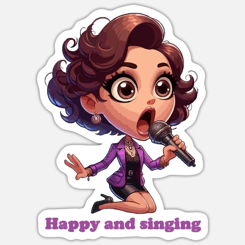 Fröhlich und singend - Sticker Größe S (10 x 10 cm) - Mattweiß