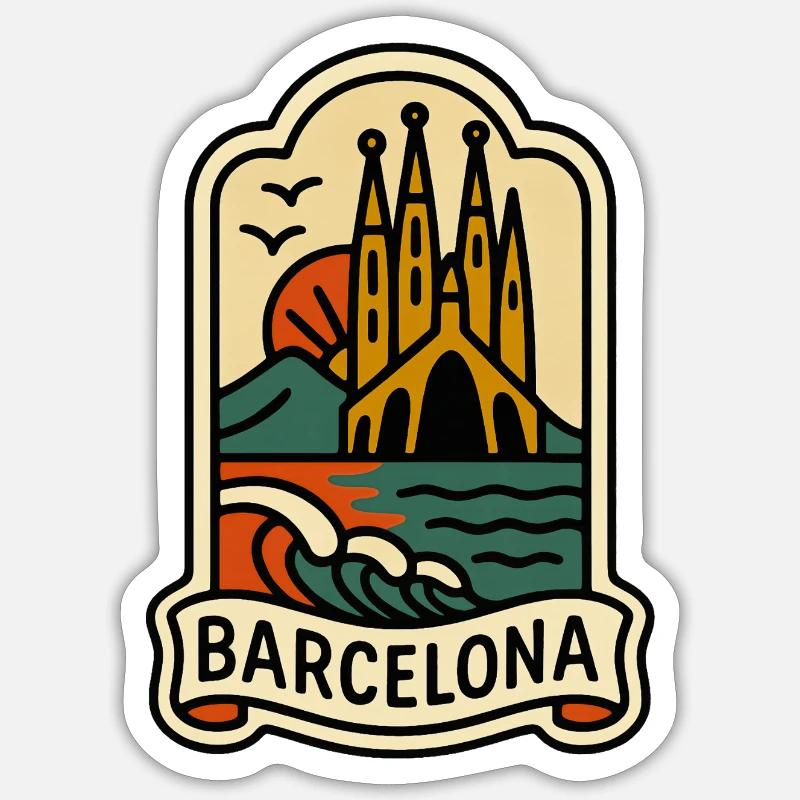 Patch Barcelone - Sticker taille S (10 x 10 cm) - blanc mat